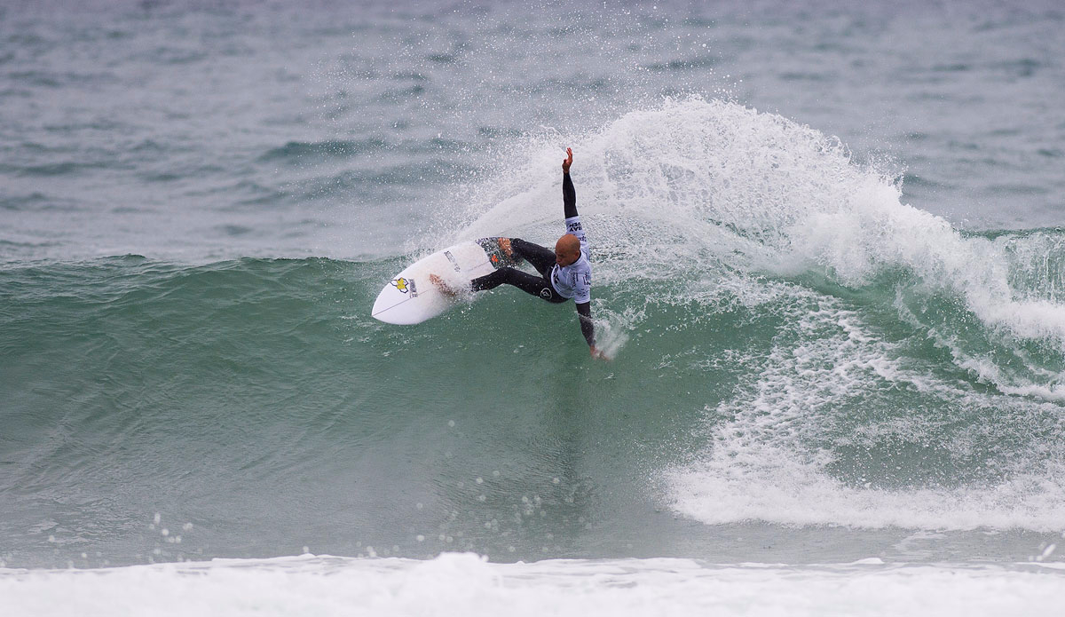 Kelly Slater of Florida, USA (pictured) placing second during Round 4 at the JBay Open on Saturday July 18, 2015. Slater will surf again in Round 5 when competition resumes. Photo: <a href=\"https://instagram.com/kirstinscholtz/\">Kirstin Scholtz</a>/<a href=\"http://www.worldsurfleague.com/\">WSL</a>