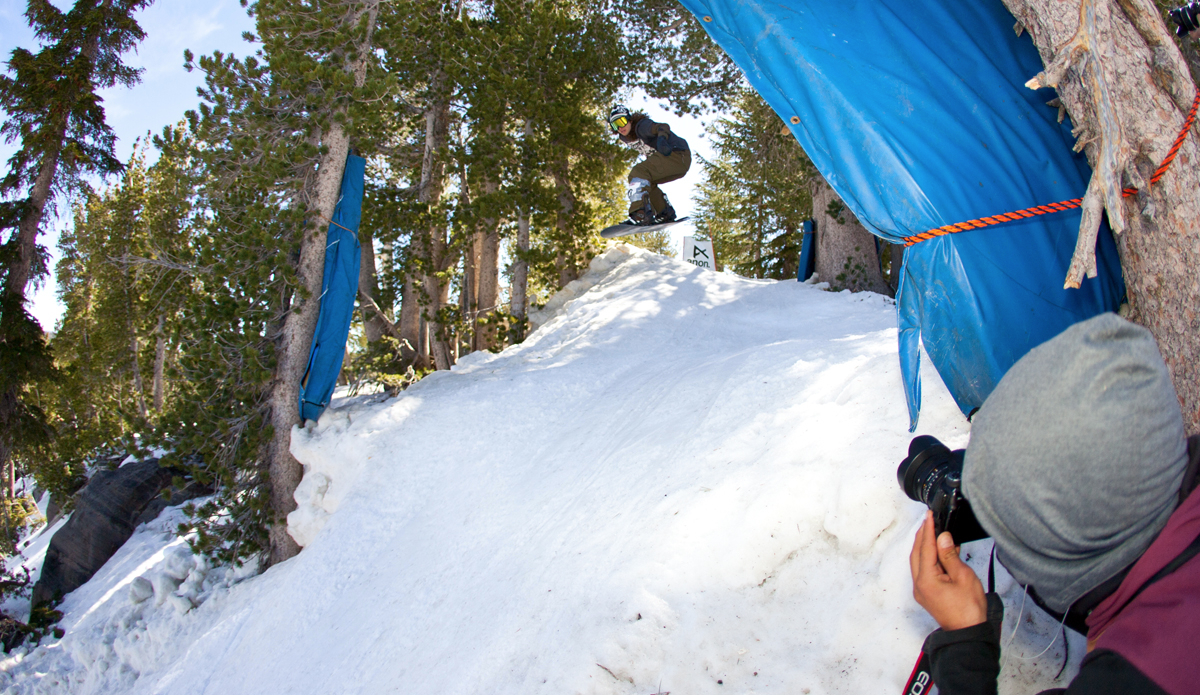 Frank Knab sending it through the trees and into the Toilet Bowl section of the course! I would have shit myself, pun definitely intended. Photo: <a href=\"http://www.thegrimlab.com/\">Chris Moran</a>