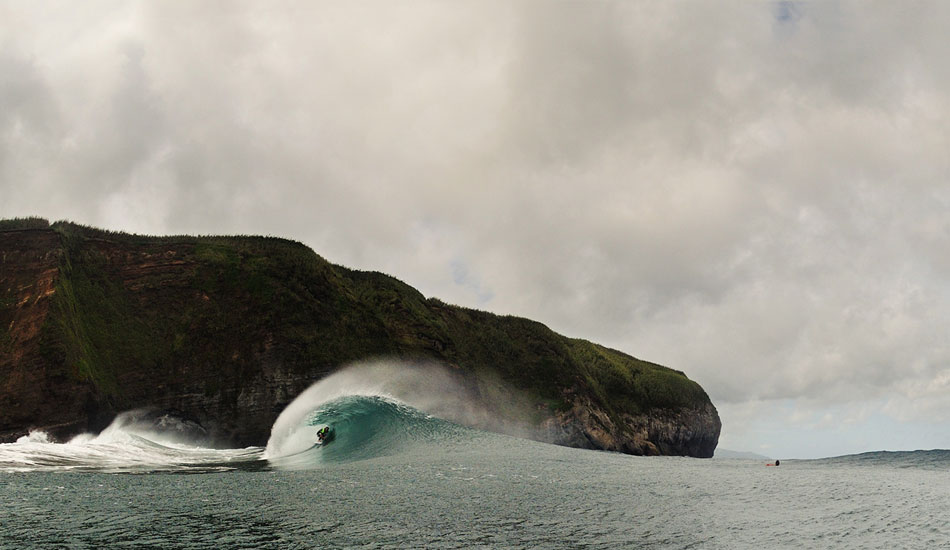 Tucked in at the Azores Sao Miguel Island. It\'s almost a shame to miss that view behind. Almost. Photo: <a href= \"http://joaobracourt.com/\" target=_blank>Joao Bracourt.</a>