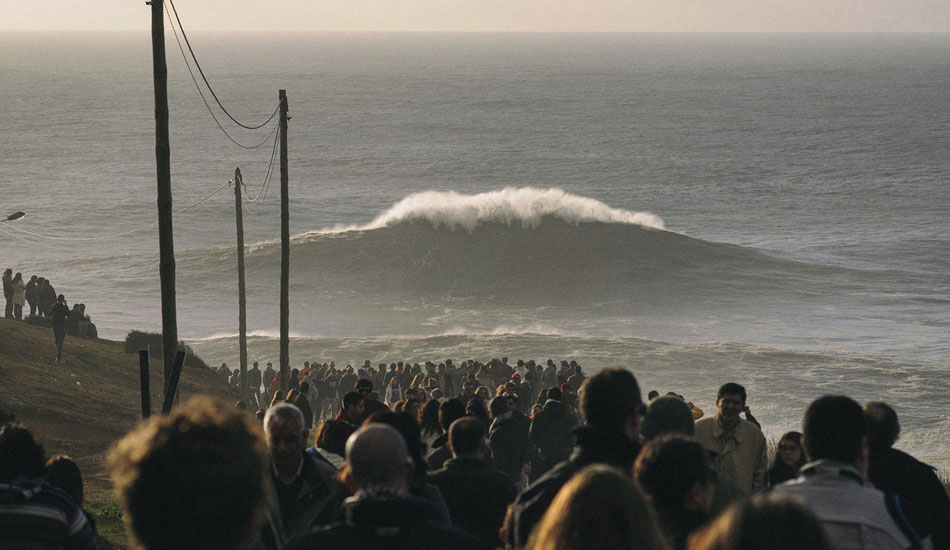 Thousands flocked to Garrett McNamara. Photo: <a href= \"http://joaobracourt.com/\" target=_blank>Joao Bracourt.</a>