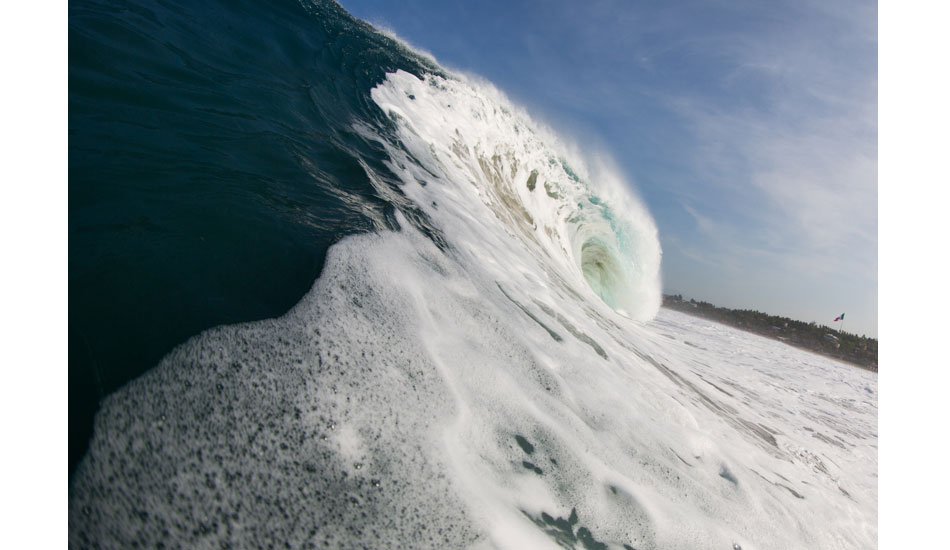 If you\'re not lucky enough to make the pit, you\'ll probably end up taking a lot of these on the head. The rip currents will keep you in the impact zone. It\'s really heavy. Photo: <a href=\"http://www.hungrywalrus.com/\" target=_blank>John Maher</a>