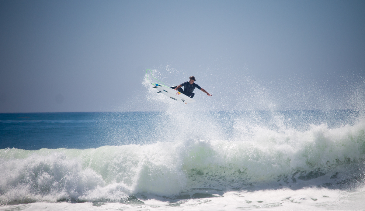 Julian Wilson soaring high as hurricane Marie rocks the California coast this afternoon. Photo: <a href=\"http://www.studiopierce.com/about/\">Josh Pierce</a>