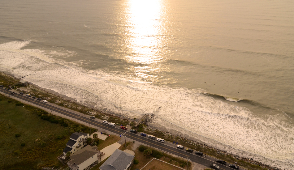 This is an aerial shot of Folly Beach\'s Washout during Hurricane Sandy. Waves were a few feet overhead and a lot of fun. Photo: <a href=\"http://follyhood.blogspot.com\">Justin Morris</a>