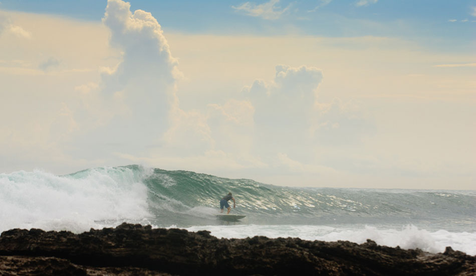 Our buddy Derek leaning into one of the friendlier reef set ups.