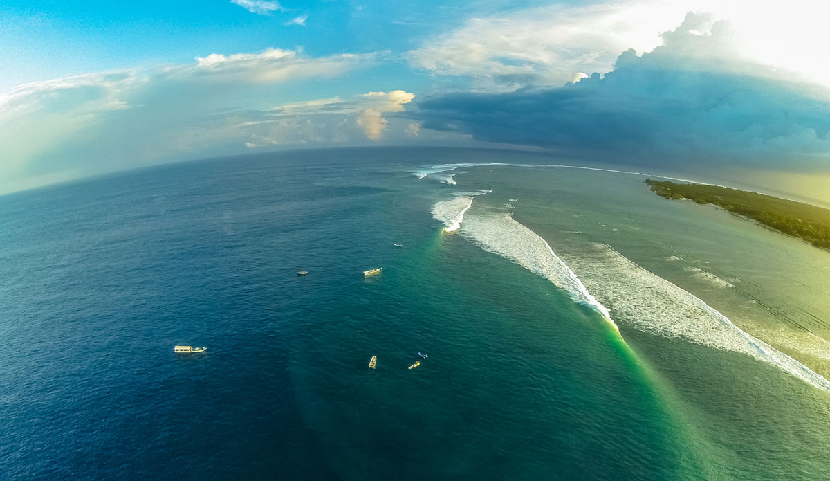 From above, the Indian Ocean\'s perfect dance with the Mentawai is obvious. 