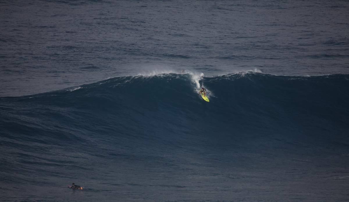 Kelly Slater at Pe\'ahi (Jaws) on Jan 16, 2016. Photo: Shannon Marie Quirk @shannonreporting