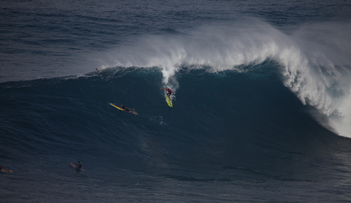 Kelly Slater at Pe\'ahi (Jaws) on Jan 16, 2016. Photo: Shannon Marie Quirk @shannonreporting