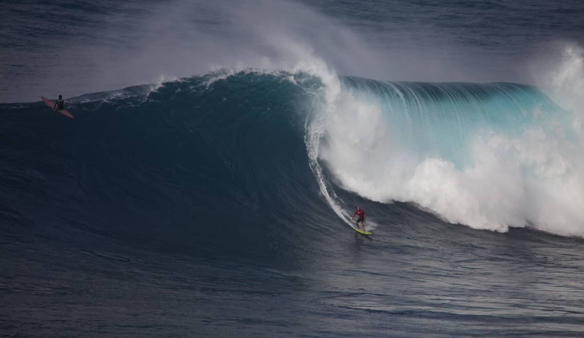 Kelly Slater at Pe\'ahi (Jaws) on Jan 16, 2016. Photo: Shannon Marie Quirk @shannonreporting