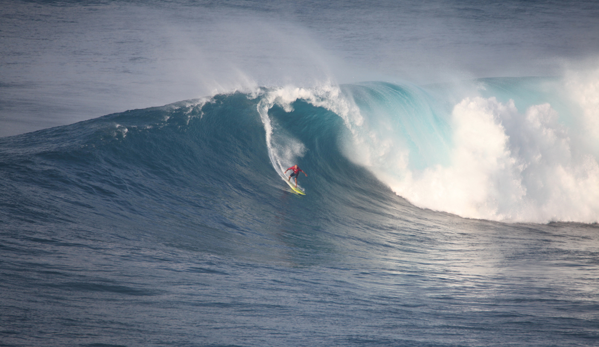 Kelly Slater at Pe\'ahi (Jaws) on Jan 16, 2016. Photo: Shannon Marie Quirk @shannonreporting