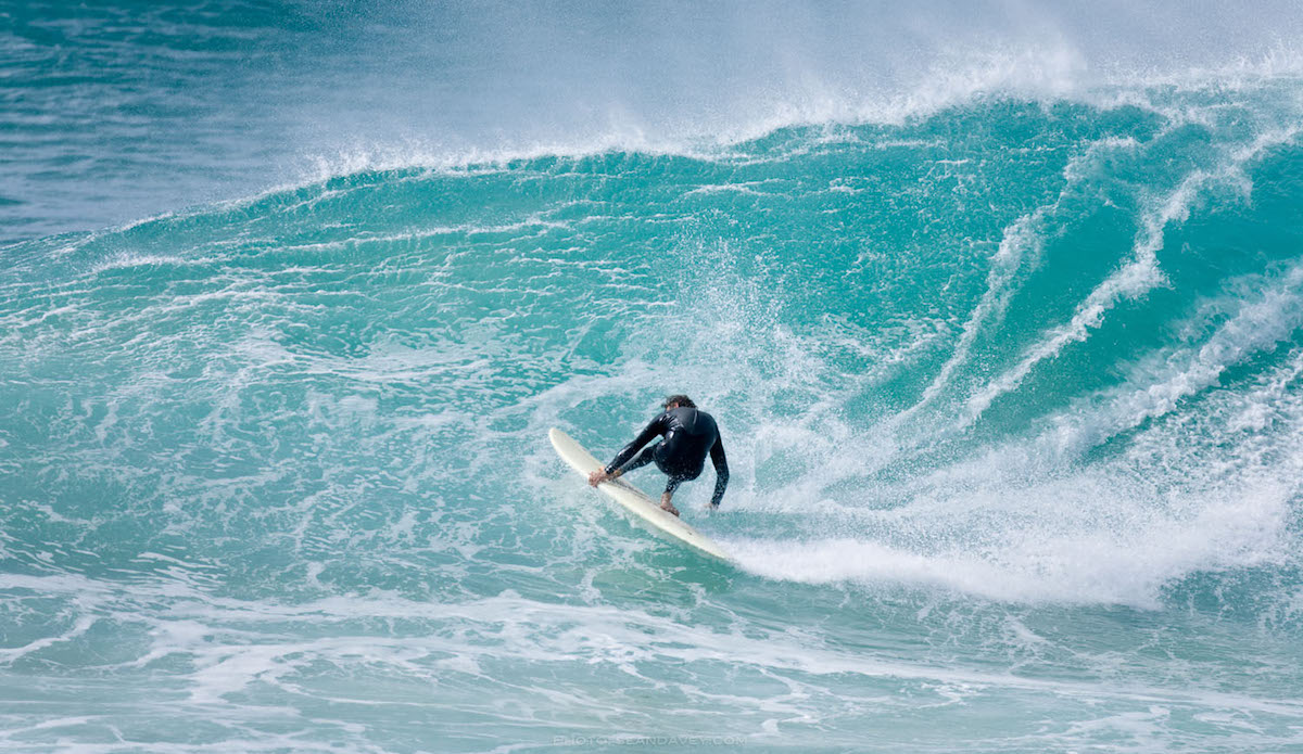 Derek Hynd finless surfing at Martha Lavinia, King Island. Photo: Sean Davey