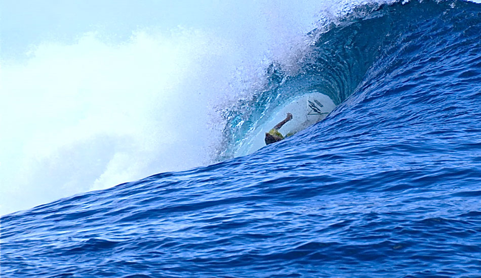 \"It threw me straight into the reef before I even realized what happened.\" Photo: <a href=\"http://surfingvisions.com/\" target=_blank>Tim Bonython Productions</a>.