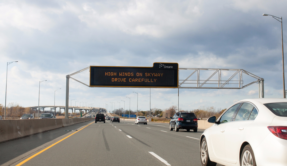 The chase begins with high winds on the highway. Photo: Lucas Murnaghan