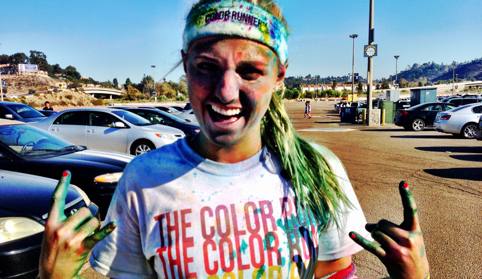 This was at the Color Run earlier this year. It is just a 5k run, but its SO much fun. as you run, everyone has huge bags of color that we throw all over each other. As you can see here, I got pretty color bombed. Photo: <a href=\"http://www.liebervision.com/\" target=_blank>Aaron Lieber</a>