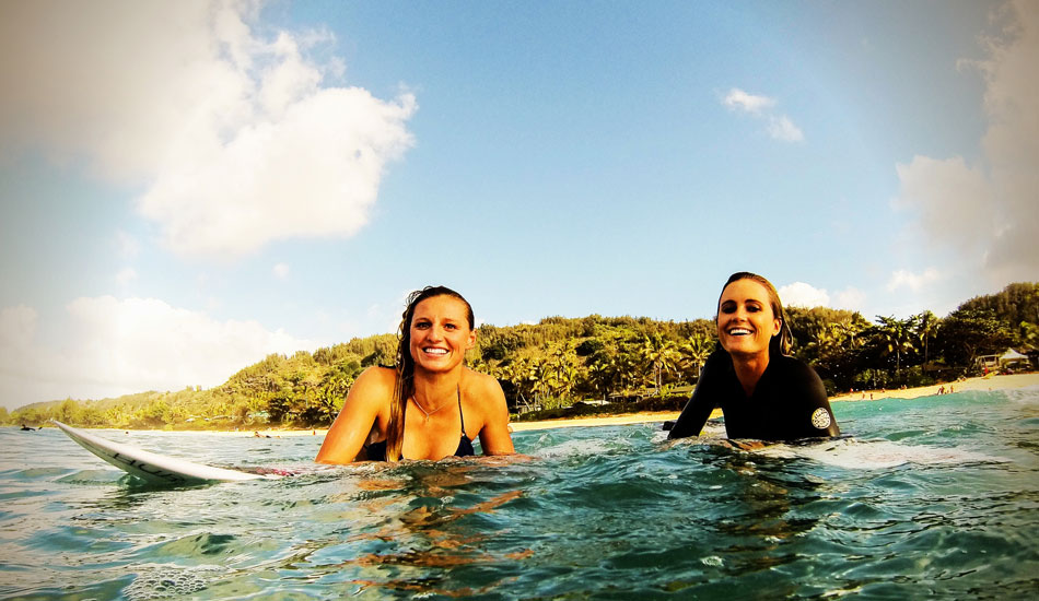 All the girls on Tour are super fun and sweet to hang with. This Alana Blanchard and I in Hawaii. Photo: <a href=\"http://www.liebervision.com/\" target=_blank>Aaron Lieber</a>