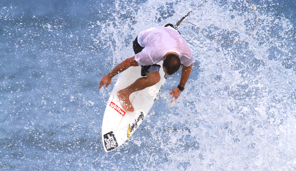 CJ Hobgood. Camp Hobgood was in full swing when the swell from Leslie started filling in at the Lighthouse in Buxton.The groms killed it but the highlight would be the times CJ went for a surf with them.I bet the kids are still high from that. Image: McCarthy