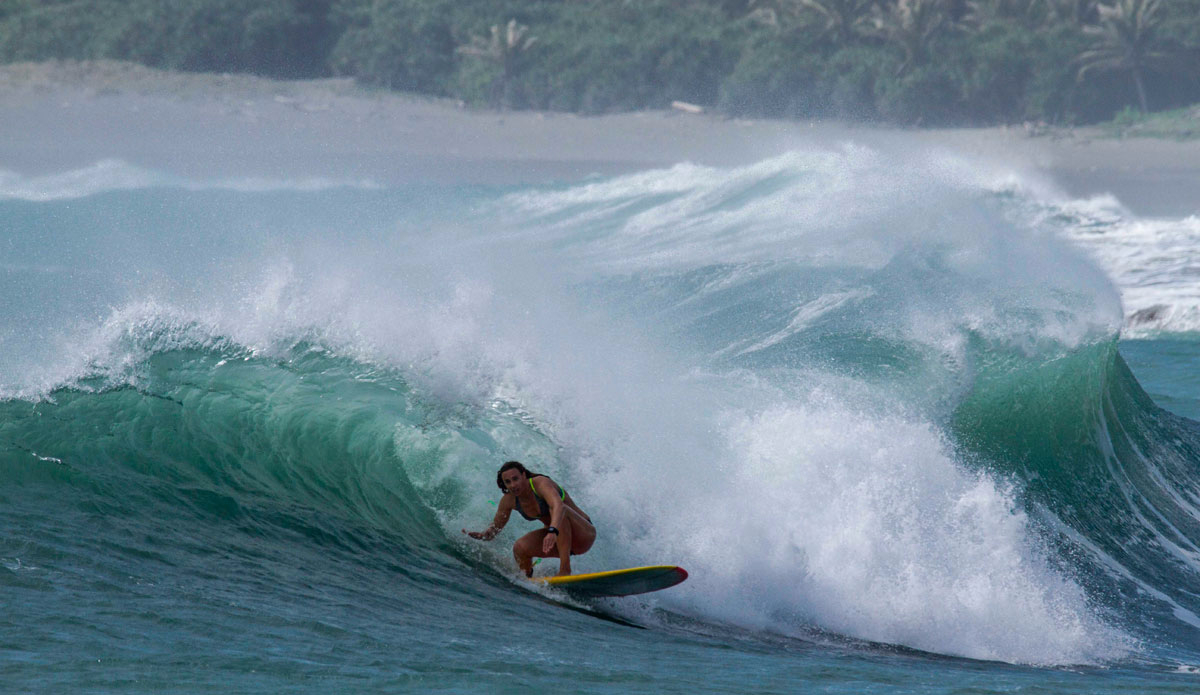 Georgia Young (AUS)... slowing it down looking for cover.