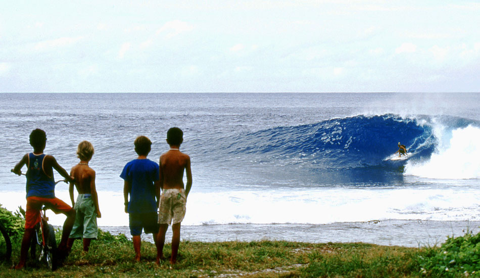 CURIOUS KIDS - SECRET SPOT TAHITI. This place is secret on pain of death: a weird wave that appears out of almost nothing, jacks up as the water hits the reef, and then fades away again. Photo: <a href=\"http://www.bluespherephotography.com\">Shelli Bankier</a>