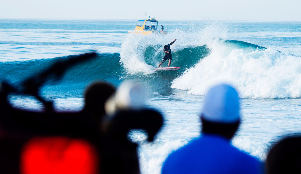 Michel Bourez of Tahiti (pictured) winning his Round 2 heat at the Hurley Pro Trestles on Friday September 11, 2015. Bourez advanced in first place after his opponent Sebastien Zietz suffered an interference penalty and was eliminated from the event. 

Photo: <a href=\"http://www.worldsurfleague.com/\">WSL/<a href=\"https://instagram.com/kirstinscholtz/\"</a>/Kirstin Scholtz</a>