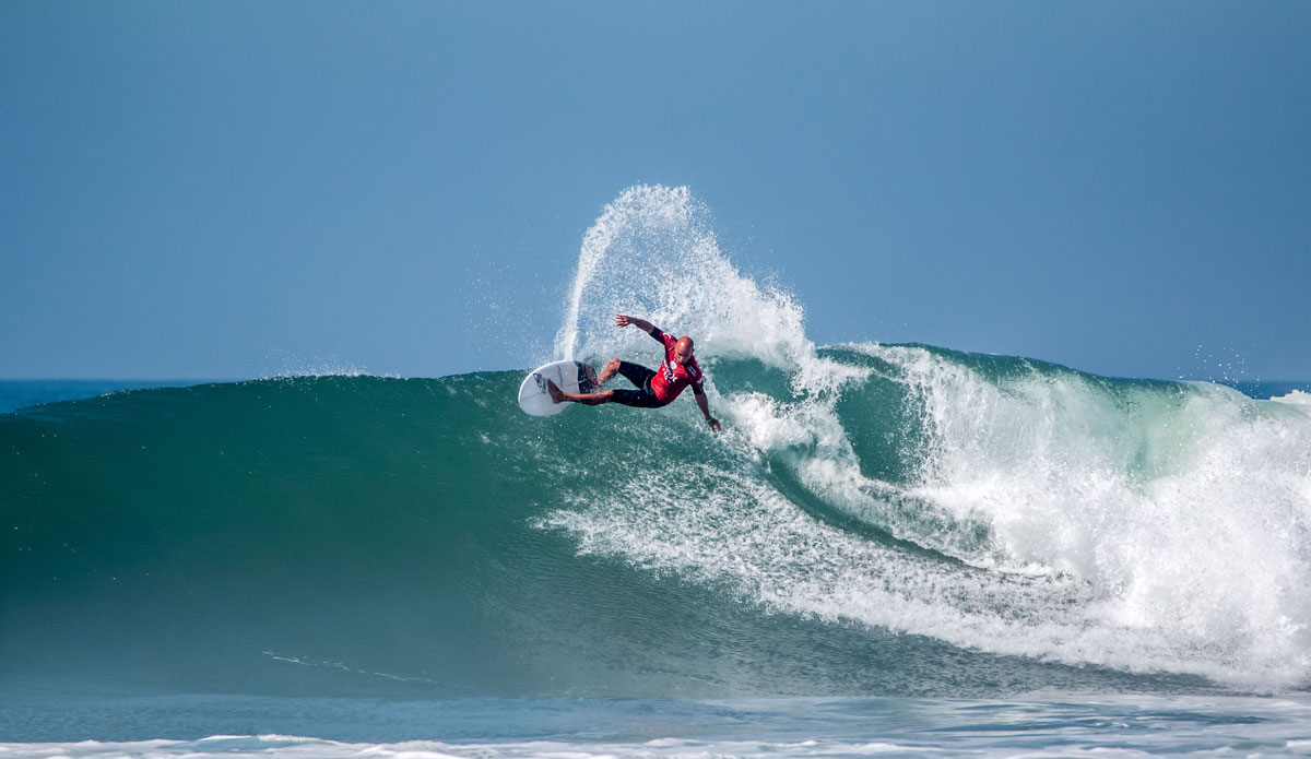 Kelly Slater wrapping one up on day one. Slater was knocked into round 2. Photo: <a href=\"http://instagram.com/jeff_davis\">Jeff Davis</a>