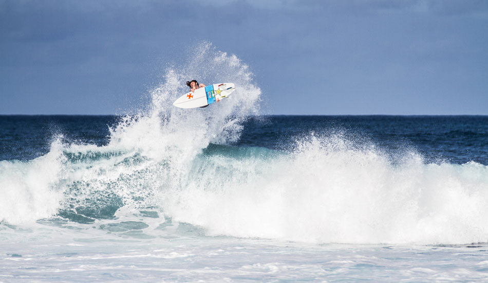 Matt Meola going for broke one morning on the north shore. Photo: Luke Forgay