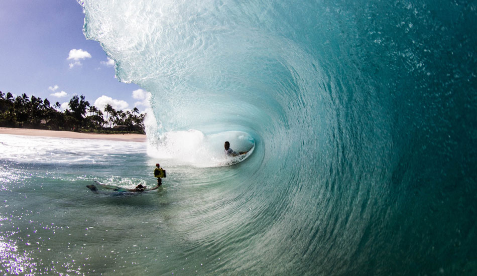 Brian Wise in one of the craziest waves of the day. Photo: Luke Forgay