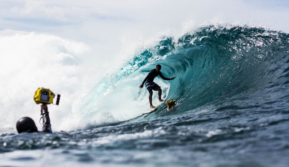 It was so nice to finally get in the water at Pipeline after wanting to since I\'ve started shooting photos, so this one is a really cool photo for me. Photo: Luke Forgay