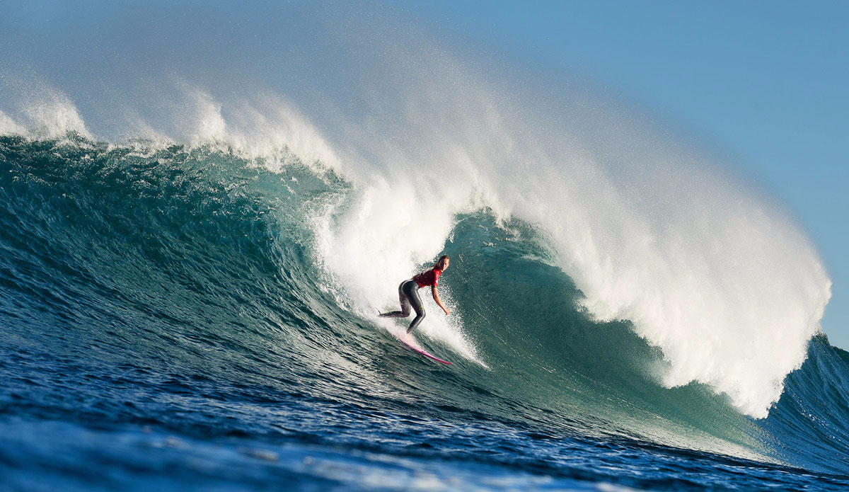 Bianca Buitendag on a big one at the Margaret River Pro. Photo: <a href=\"http://www.worldsurfleague.com/\">WSL</a>