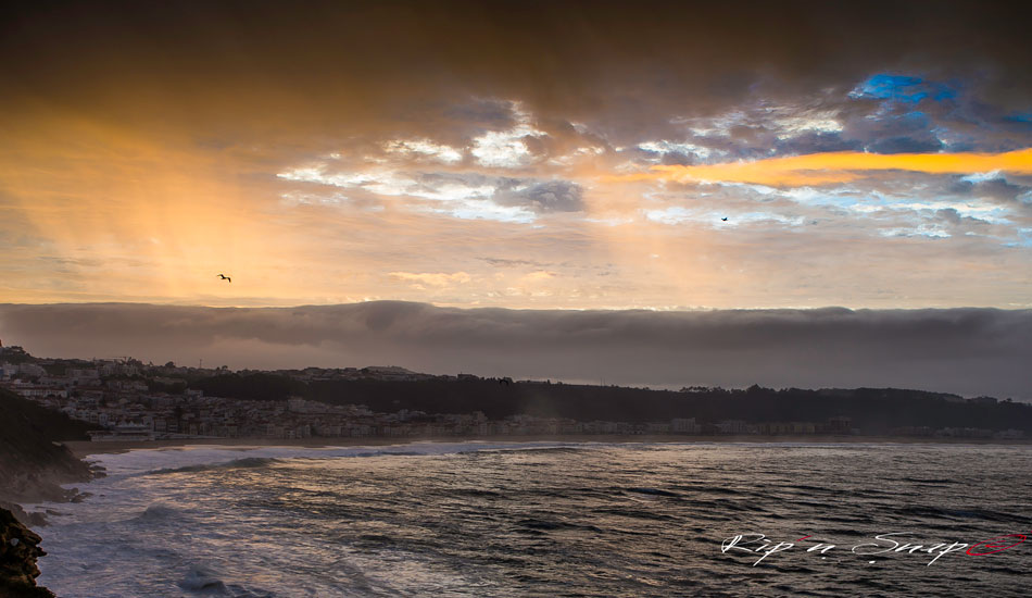 Nazaré town during sunset. Such a magical place. Photo: <a href=\"https://www.facebook.com/ripandsnap\" target=_blank>Mark Wengler</a>