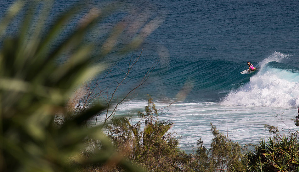 Steph Gilmore trims off some speed. Photo: <a href=\"http://mattdunbar.com.au\">Matt Dunbar</a>