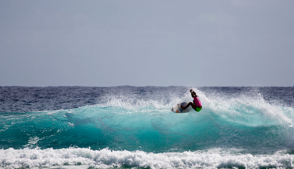 Sally Fitzgibbons. Abusing the lip. Photo: <a href=\"http://mattdunbar.com.au\">Matt Dunbar</a>