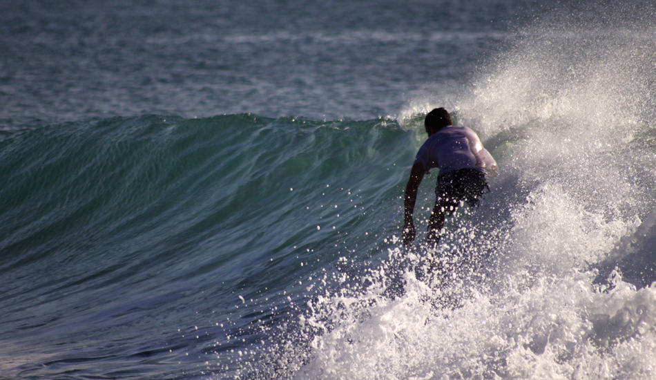 <strong>Sri Lanka.</strong> A small wall of opportunities. I love this picture because the colours of the water and especially because from his point of view you can imagine the next move of the surfer on the incoming section. Image: Sbrizzi