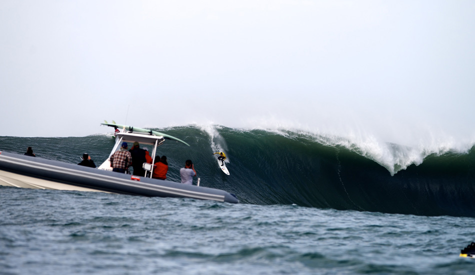 Greg Long found plenty of his own XXL waves on his way to the finals at the 2014 Maverick\'s Invitational in Half Moon Bay, California. Photo: <a href=\"http://www.driftwoodfoto.com/\">Benjamin Ginsberg</a>