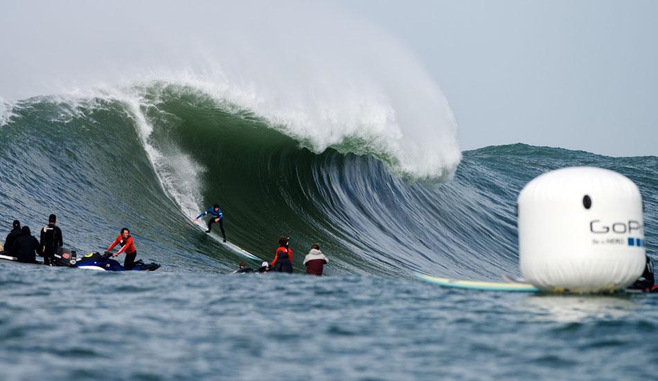 Wave choice was a key factor in Grant \"Twiggy\" Baker\'s win at the 2014 Maverick\'s Invitational in Half Moon Bay, California. Photo: <a href=\"http://www.driftwoodfoto.com/\">Benjamin Ginsberg</a>