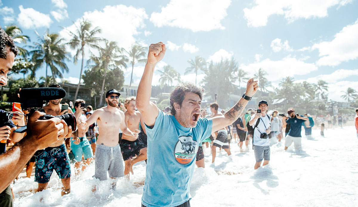 Charlie Medina. Happy is not the word. Image: WSL/Sloane