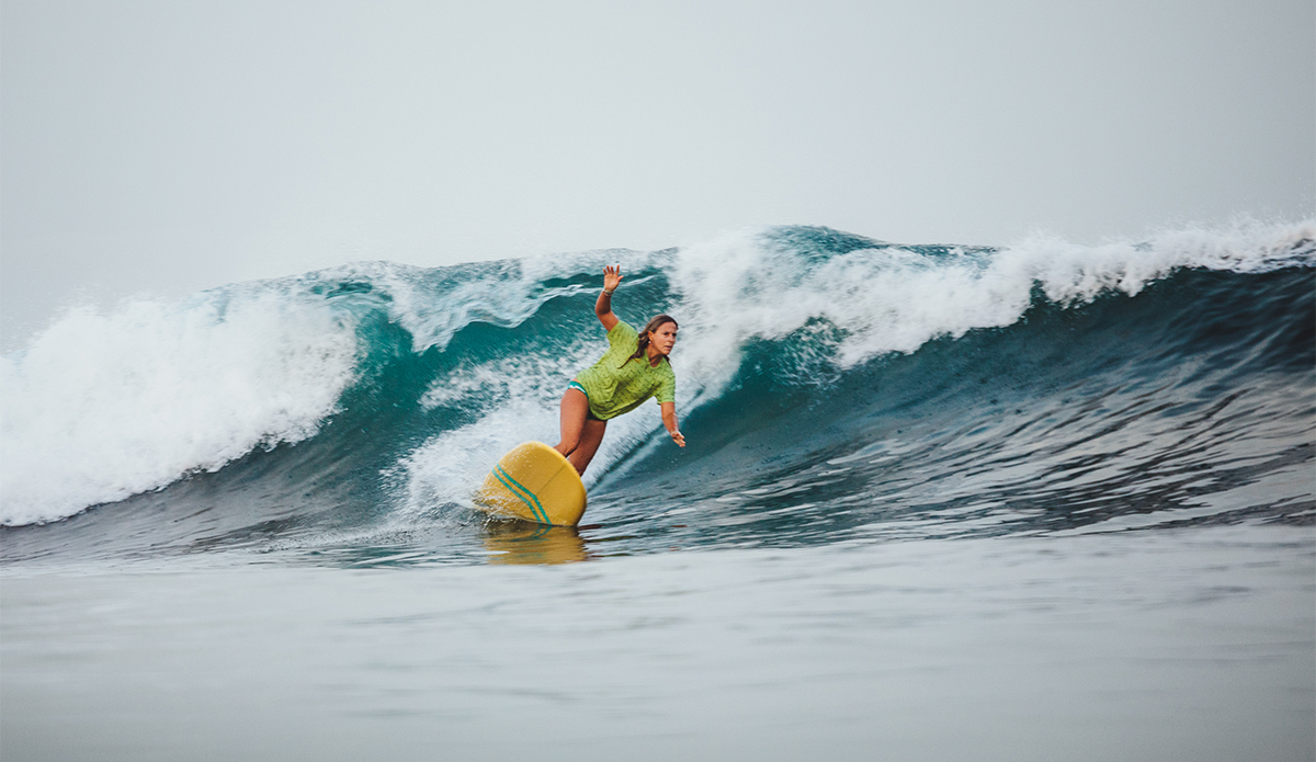 Saladita resident and Siren Surf Adventures co-founder Kristy Murphy used her local knowledge and impeccable timing to make it into the final. Many considered her the most relaxed and stylish surfer of the event. Photo Sarah Lee