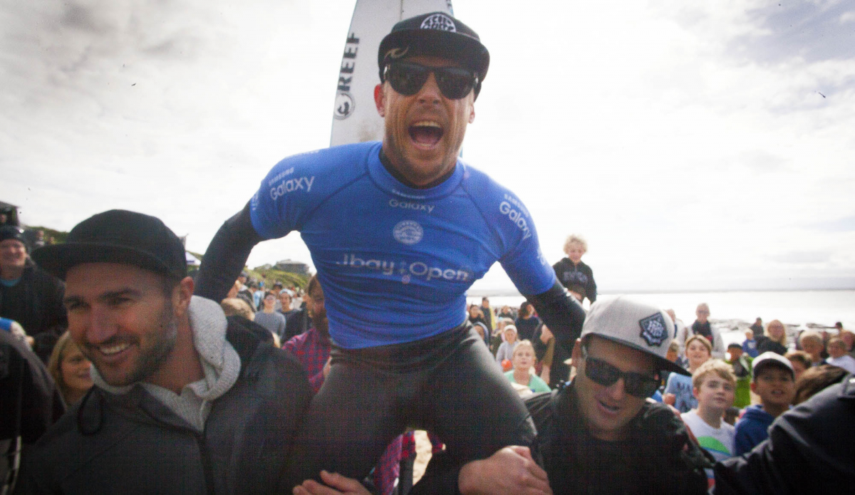 \"We were all pretty fired up when Mick won J-Bay the year after the shark ordeal.\" Photo: <a href=\"http://t-sherms.com/\" target=\"_blank\">Steve Sherman</a>