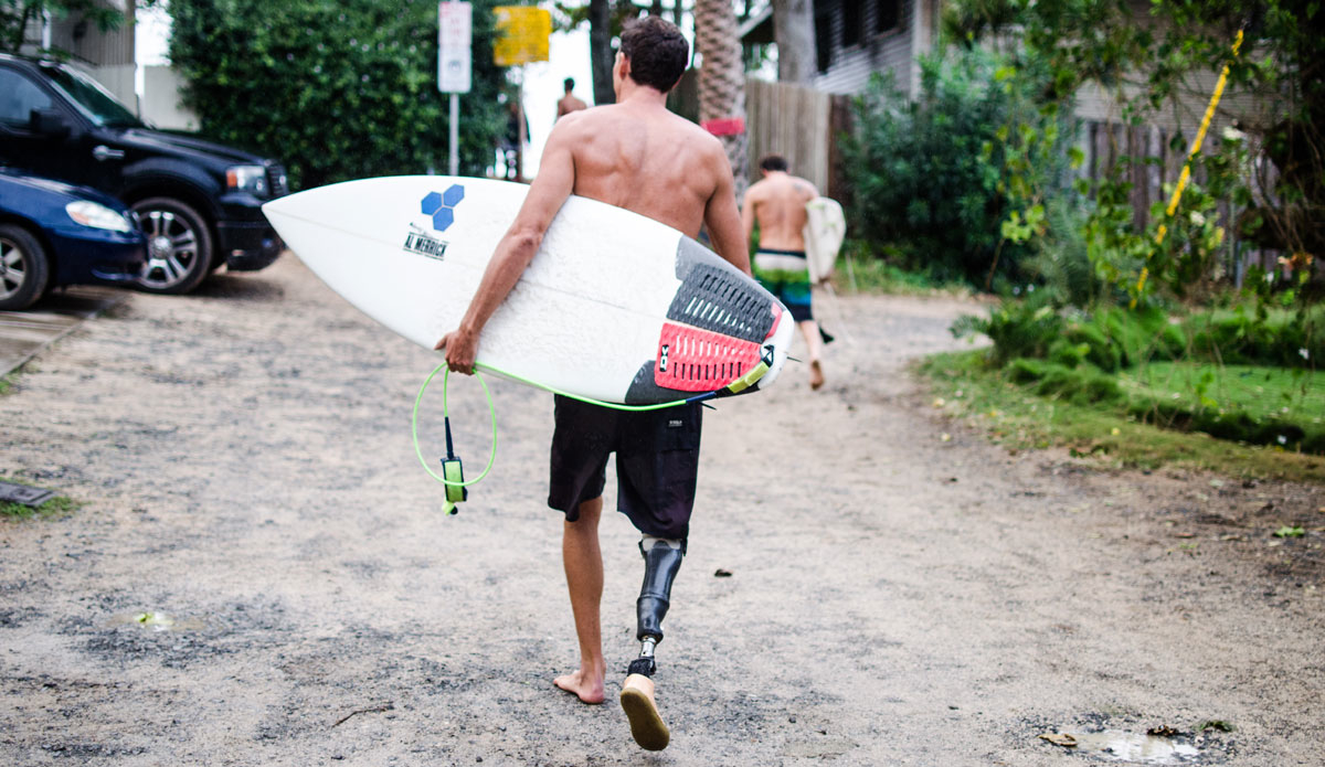 Mike still surfs nearly every day with a prosthetic leg, and it took a while to develop his ultimate surf leg.  Photo: <a href=\"http://danlemaitrephoto.com\" target=\"_blank\">Dan Lemaitre</a>