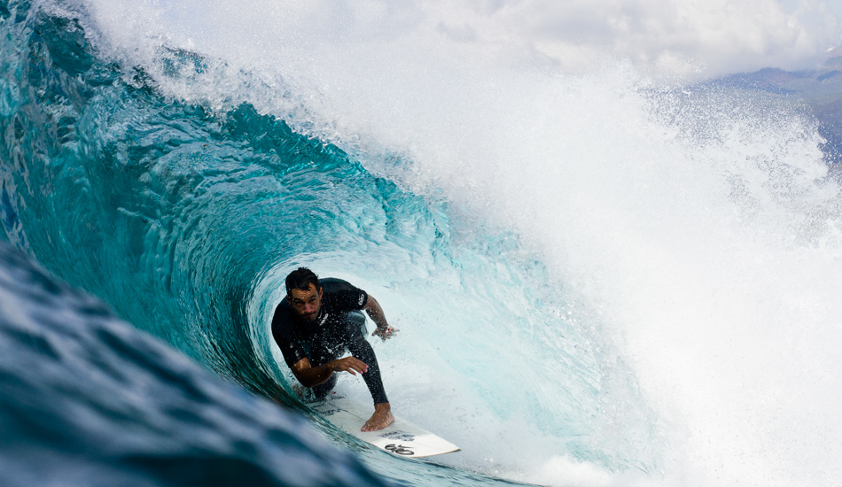 Jonathan González getting tubed with style at a shallow slab on his island, Tenerife.