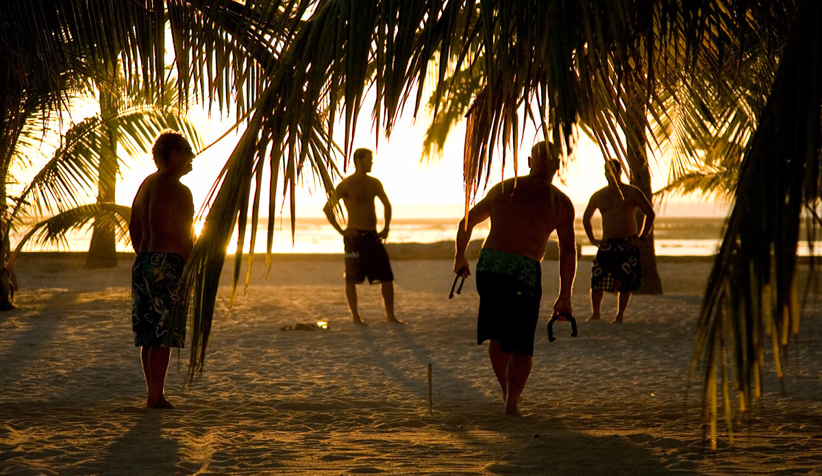 Evening horseshoes with good friends might be just as good as the waves.