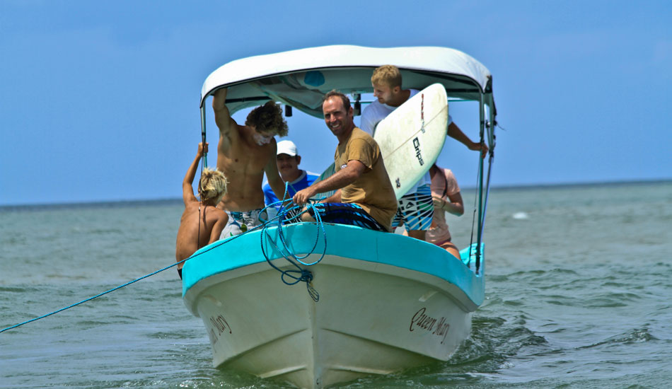 Boat trip to Playgrounds and Lance\'s Left. There were about four people at Playgrounds when we arrived (sucks for them) and nobody but the Allstars at Lances. It was memorable to say the least.  Photo: <a href=\"http://www.moondoggiesurfer.com/\" target=_blank>Josh Jacoby</a>.