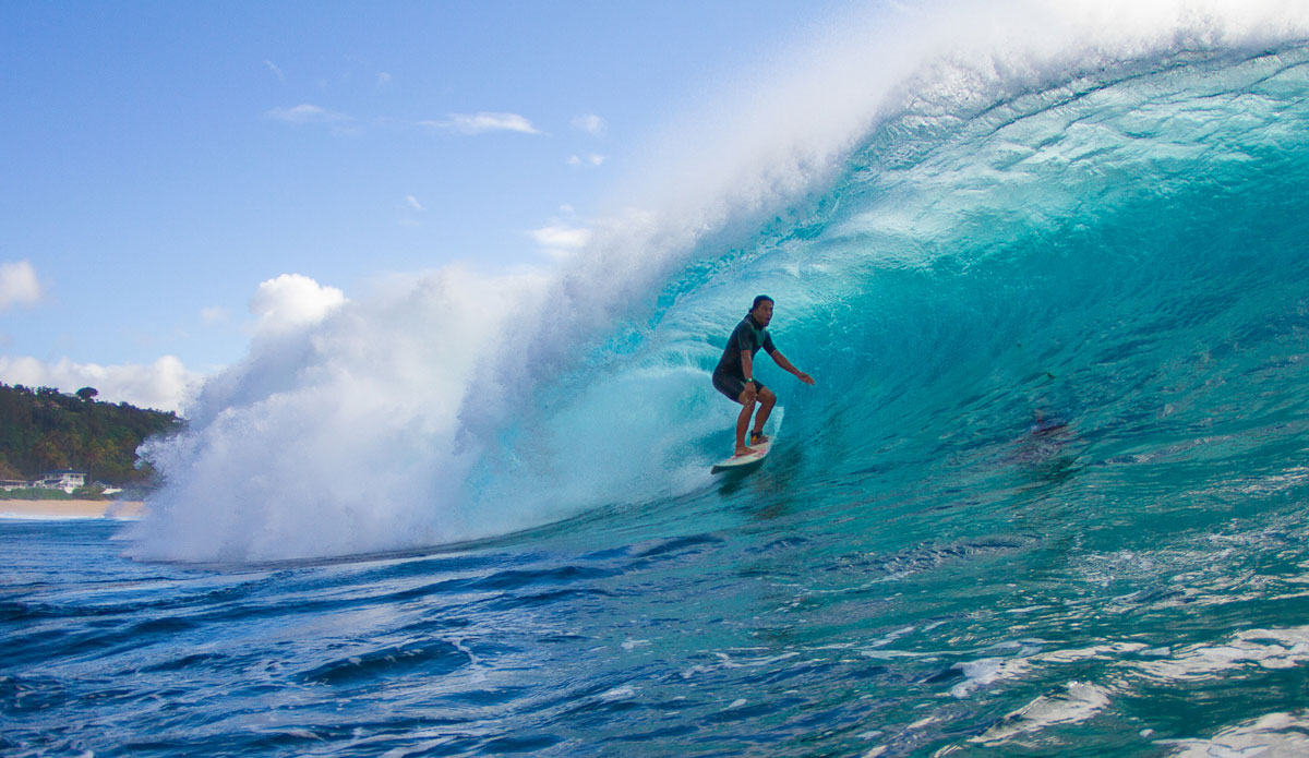 I like Tamayo Perry\'s style at Pipe. Every time I shoot Pipe, he is out there as well, literally. Photo: <a href= \"http://www.nrhphotos.com/\">Nick Hoermann</a>