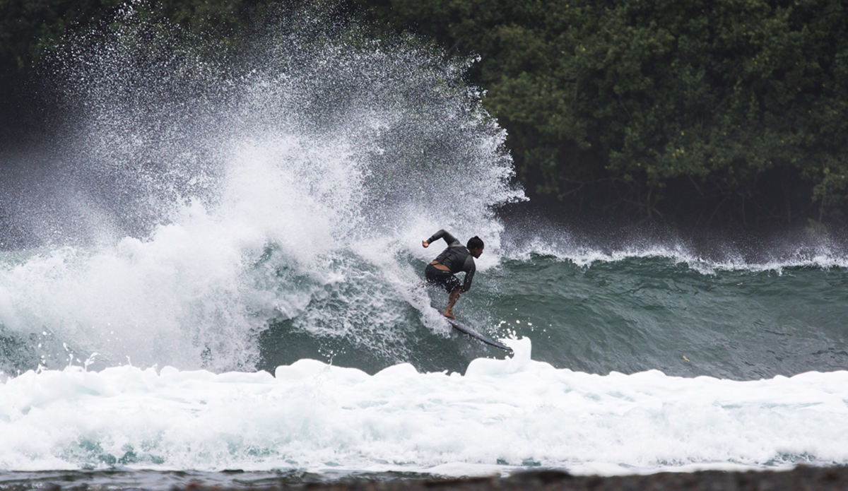 Kai sending some water to the trees. Photo: <a href=\"http://www.nickricca.com\">Nick Ricca</a>