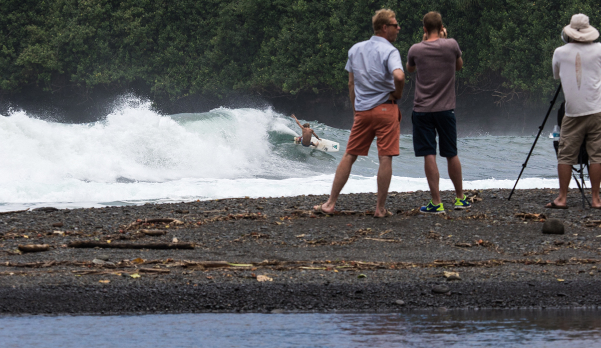 Chaz getting some rail work in for the crowd. Photo: <a href=\"http://www.nickricca.com\">Nick Ricca</a>