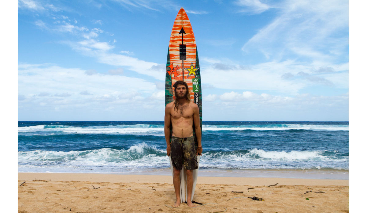 Matt during a little photoshoot we put together for REV’D a couple weeks back. Big board for big waves. Photo: <a href=\"http://www.nickricca.com\">Nicks Ricca</a>