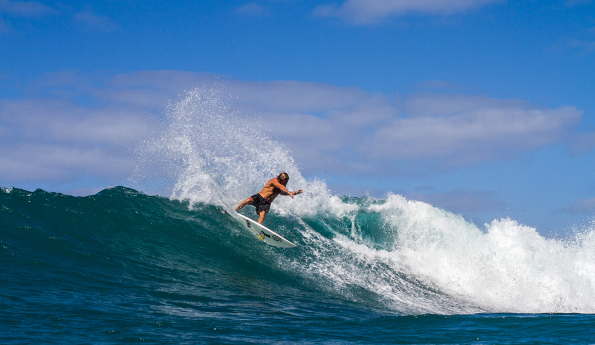 Granger Larsen tearing into a pretty one on the west side. Fun waves and nice conditions made this day one to remember. Photo: <a href=\"http://www.nickricca.com\">Nicks Ricca</a>