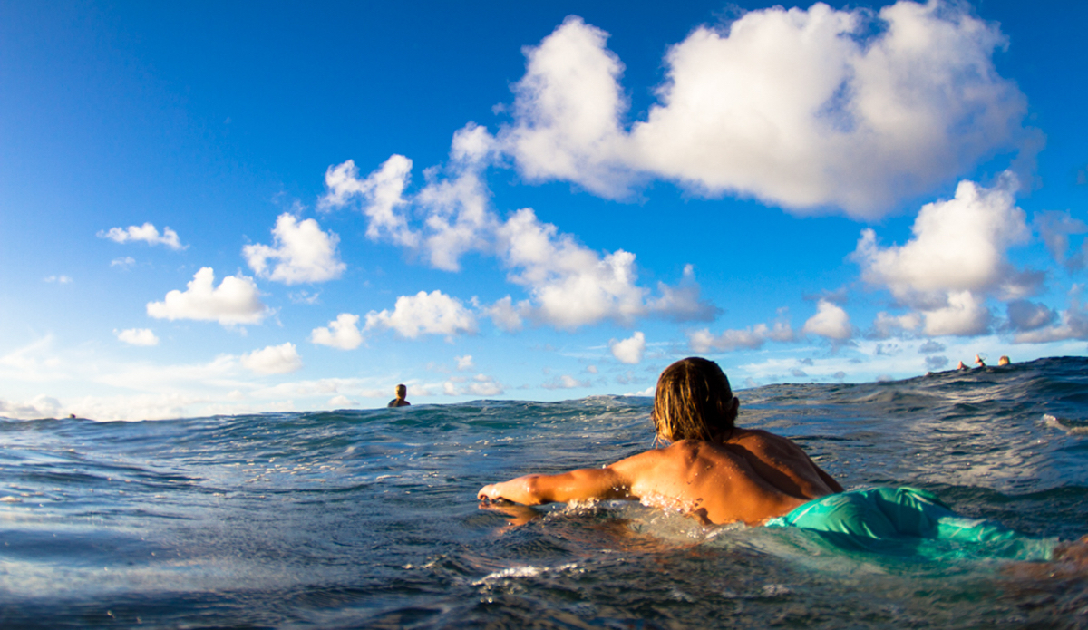 My good friend Chaz Kinoshita paddling back out for another one. This session was just pure fun. Photo: <a href=\"http://www.nickricca.com\">Nicks Ricca</a>