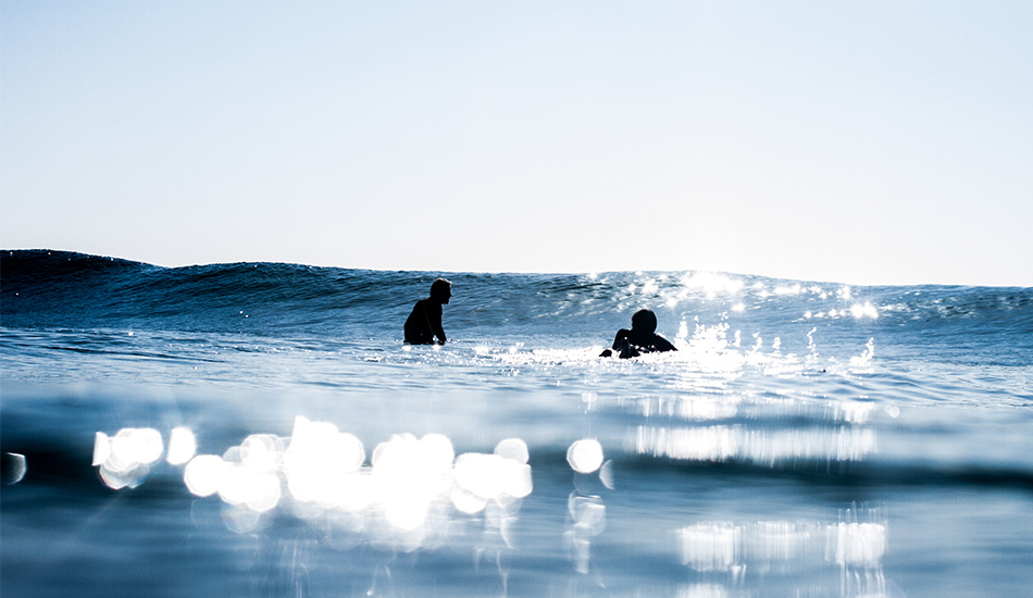 Baynos and Mooch share clear water and glassy waves. Photo: <a href=\"http://www.thetypewriterboy.com/\"> Nico Beighton</a>