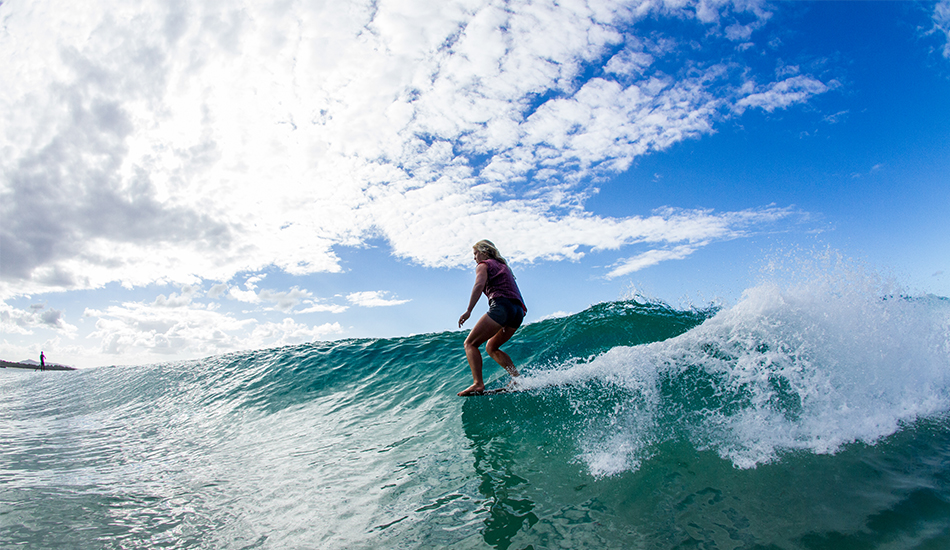 Ashleigh Browne amongst the clouds. Photo: <a href=\"http://www.thetypewriterboy.com/\"> Nico Beighton</a>