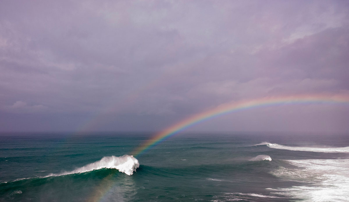 Further north at Nazare. It got big but not epic. Photo: <a href=\"https://joaobracourt.wordpress.com/\"> João Bracourt</a>