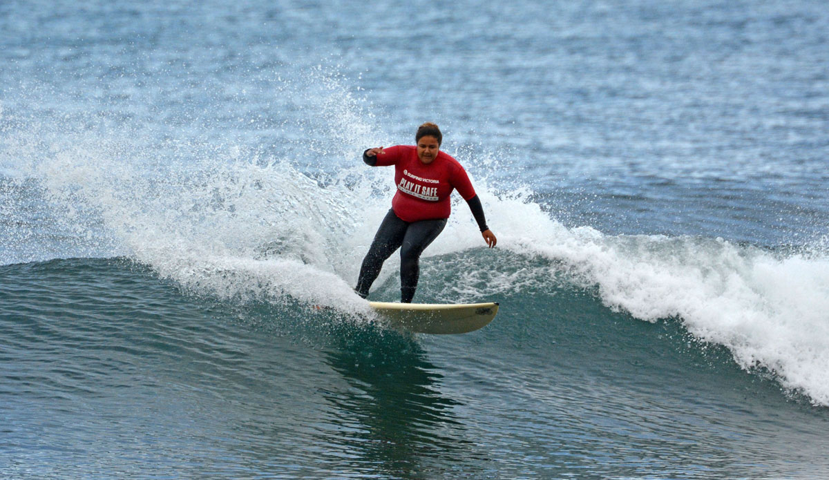 The Open Women’s final was again taken out by Gold Coast surfer Amber Mercy who relished in the small waves at Bells Beach. Photo: Liam Robertson / Nikon